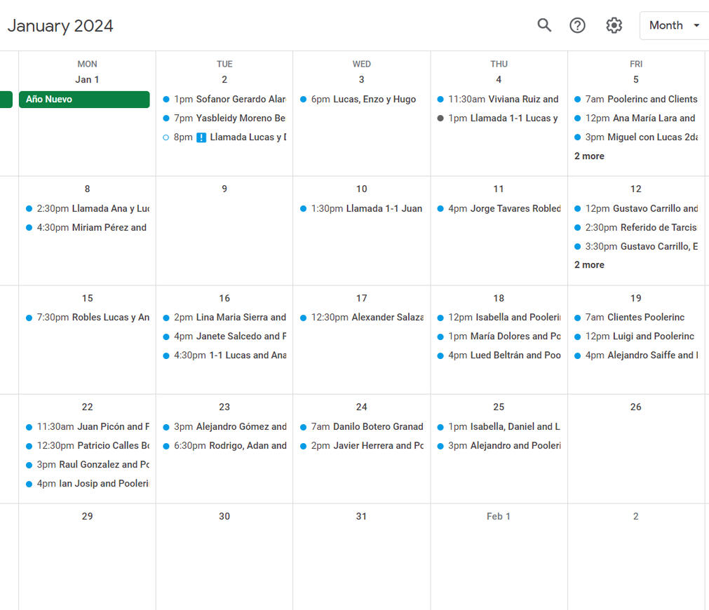 calendario de nuestra agencia enero 2024